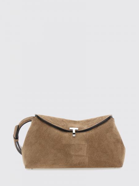 Clutch T-Lock Toteme in pelle scamosciata con monogramma metallico