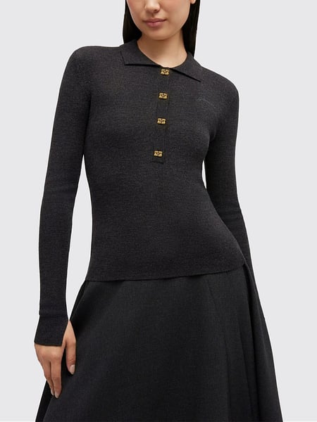 Polo Ganni en maille de laine coupe slim à manches longues et logo Butterfly