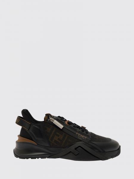 Fendi Flow Low-Top Technical Fabric Sneakers with FF Monogram and Side Zip