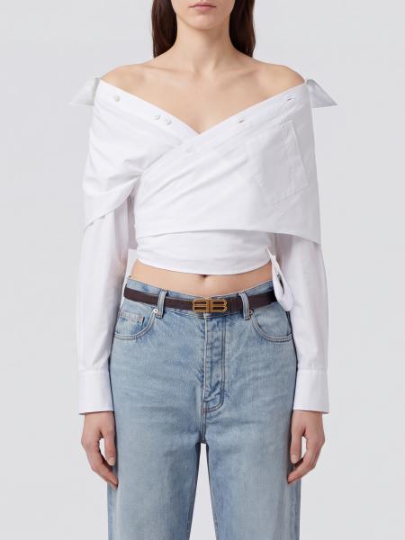 Camicia cropped Balenciaga in cotone con design arricciato e maniche lunghe