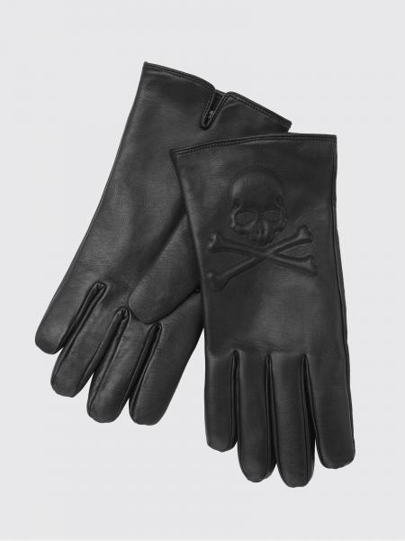 Philipp Plein Nappa Leather Gloves with Metal Skull Application