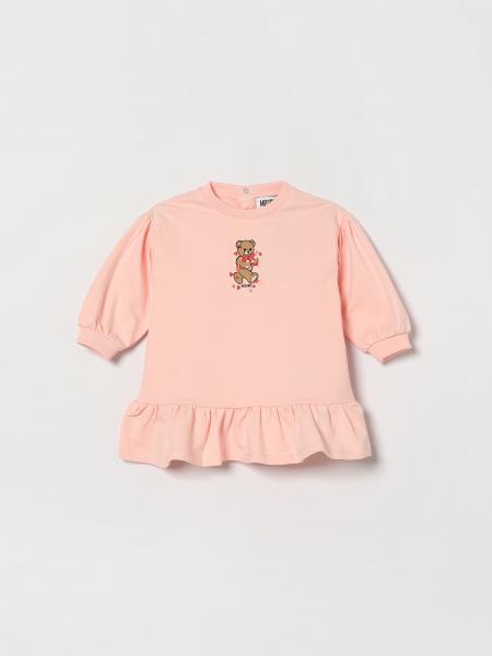 Robe à manches longues Moschino pour fille en coton stretch avec imprimé Teddy Bear