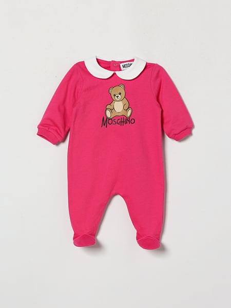 Baby Cotton All-in-One Moschino with Teddy Bear Print and Peter Pan Collar