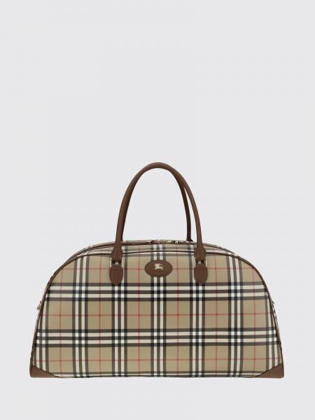 Vintage Check Waxed Cotton Duffle Bag Burberry with Leather Details