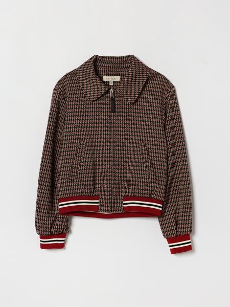 Bomber Twinset da bambina in pied-de-poule con profili a contrasto e zip