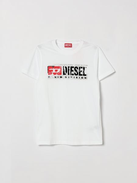 T-shirt Diesel da bambino in cotone con stampa logo effetto graffiti