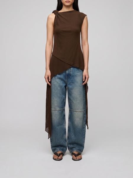 Asymmetric Slim Fit Top Ganni with Braided Straps and Neckline