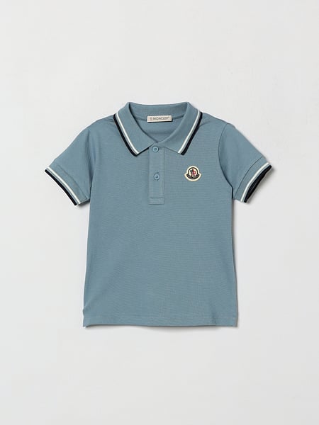 MONCLER 콘트라스트 티핑 남아용 스트레치 코튼 폴로 셔츠