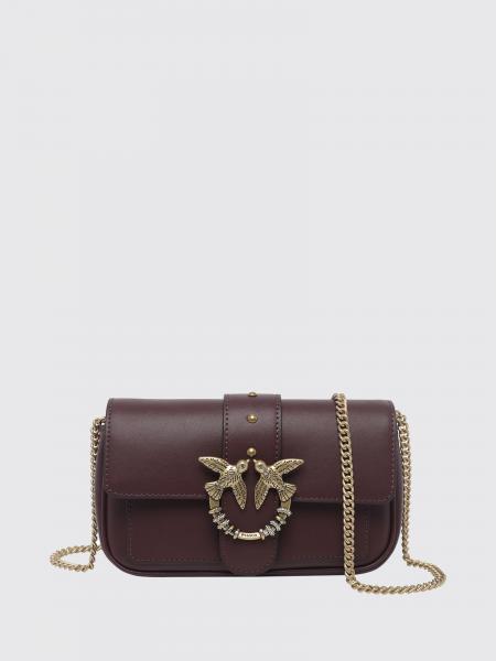 Love Bag Pocket Mini Crossbody Bag Pinko in Leather with Crystals and Studs
