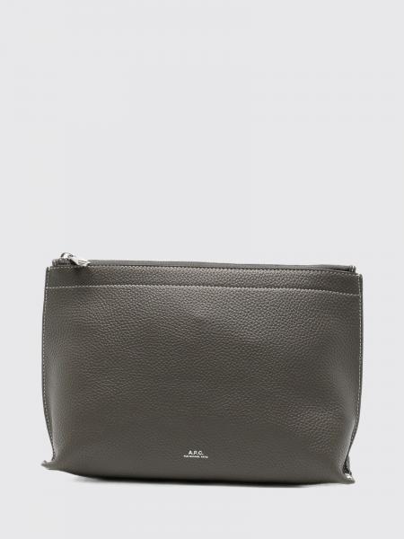 A.P.C. Hammered Calfskin Clutch with Laminated Logo