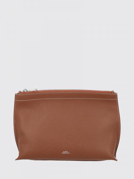 A.P.C. Hammered Calfskin Clutch with Laminated Logo