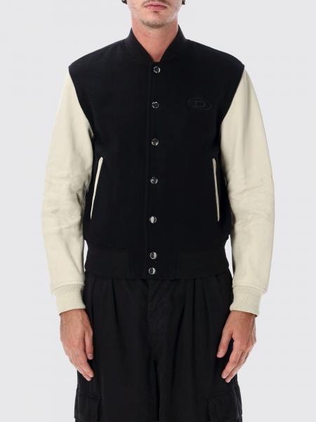 Diesel Wool-Blend Bomber Jacket with Contrast Logo and Abstract Pattern