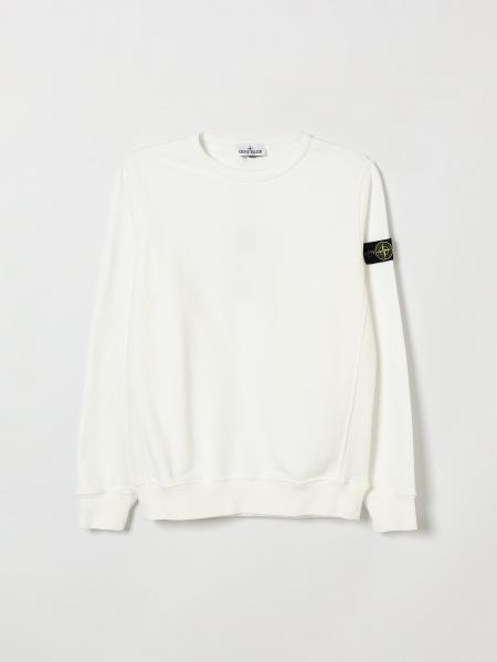 Boy's Stone Island Junior Cotton Crewneck Sweatshirt with Compass Logo