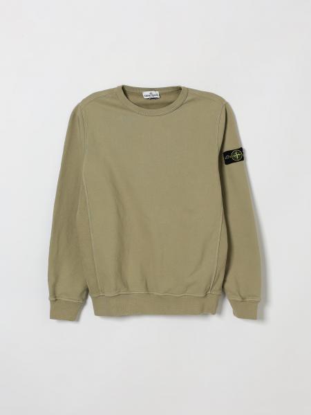Boy's Stone Island Junior Cotton Crewneck Sweatshirt with Compass Logo