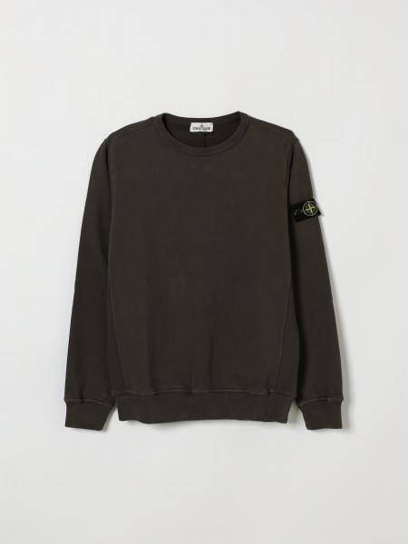 Boy's Stone Island Junior Cotton Crewneck Sweatshirt with Compass Logo