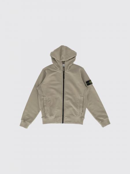 STONE ISLAND JUNIOR 남아용 로고 코튼 집업 후디