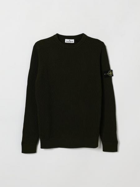Stone Island Junior Boy's Virgin Wool Crewneck Jumper with Logo