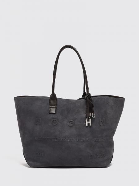 Hogan Tote-Tasche aus Velourskalbsleder mit doppeltem Griff und Innentasche