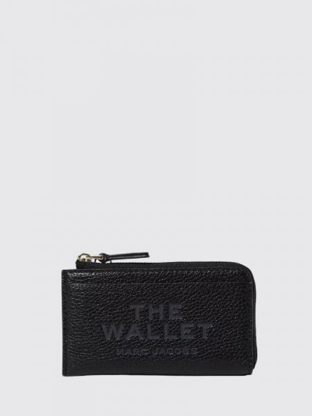 The Wallet Marc Jacobs Pebbled Leather Card Holder with Zip and Embossed Logo
