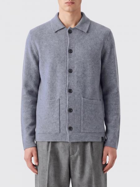 Zanone Slim Fit Virgin Wool Cardigan with Collar and Patch Pockets