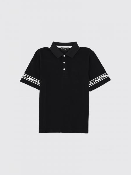 Polo Karl Lagerfeld da bambino in cotone con logo a contrasto