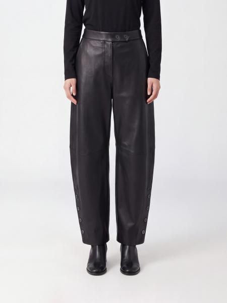 Weit geschnittene Baggy-Lederhose Sportmax mit dezentralem Verschluss