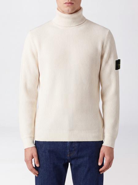 Slim Fit Stone Island Wool Turtleneck Jumper with Compass Logo