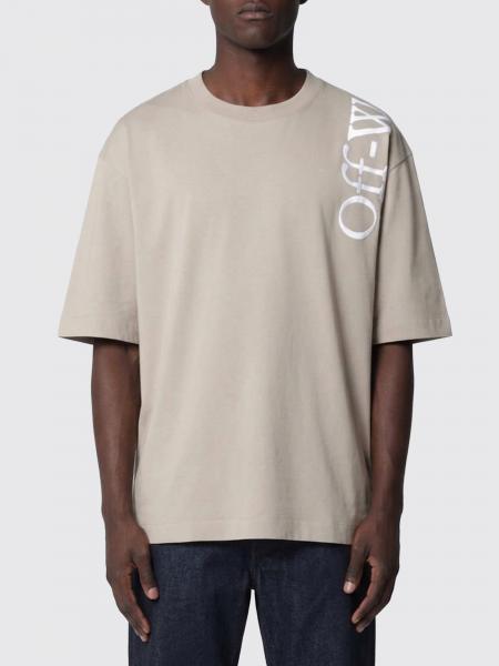 Off-White Baumwoll-T-Shirt mit Kontrastlogo und überschnittenen Schultern