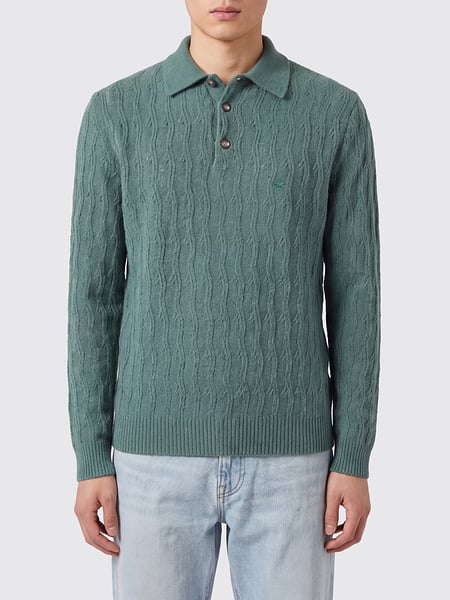 Etro Long-Sleeved 100% Cashmere Knit Polo with 3-Button Placket