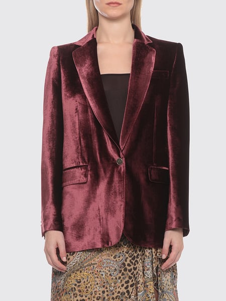 Single-Breasted Viscose and Silk Velvet Blazer Etro with Peaked Lapels