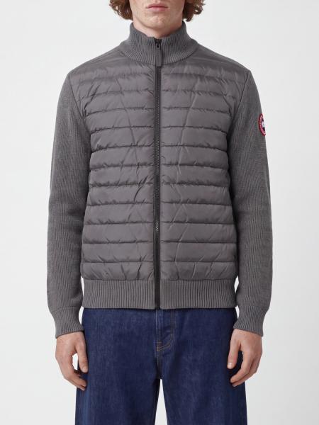 Cardigan Canada Goose in lana con pannelli trapuntati e logo applicato
