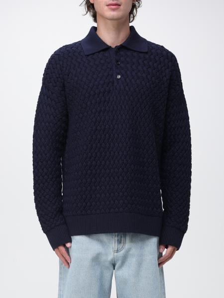 Relaxed Fit Bottega Veneta Long-Sleeve Knitted Wool Polo Shirt