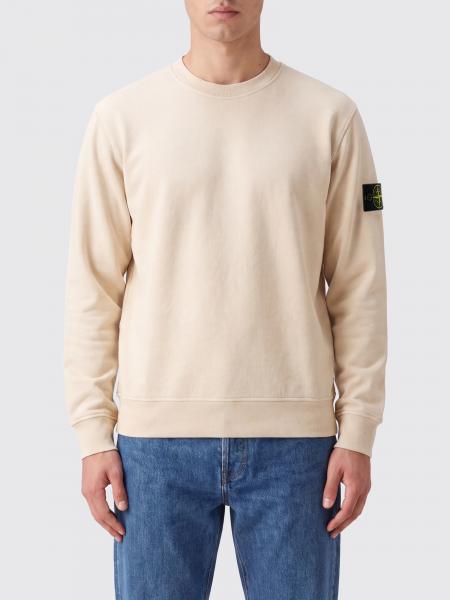 Felpa girocollo Stone Island in cotone con patch logo Compass sulla manica