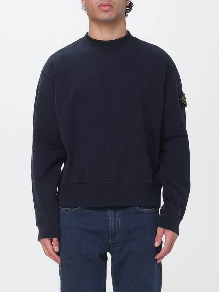 Stone Island Cotton Crewneck Jumper with Compass Logo Patch on the Sleeve