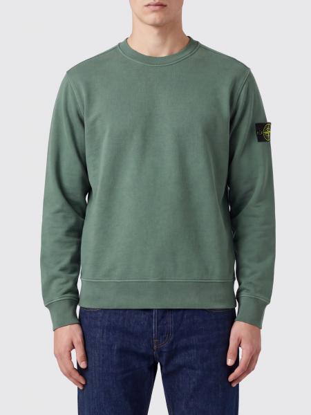 Felpa girocollo Stone Island in cotone con patch logo Compass sulla manica