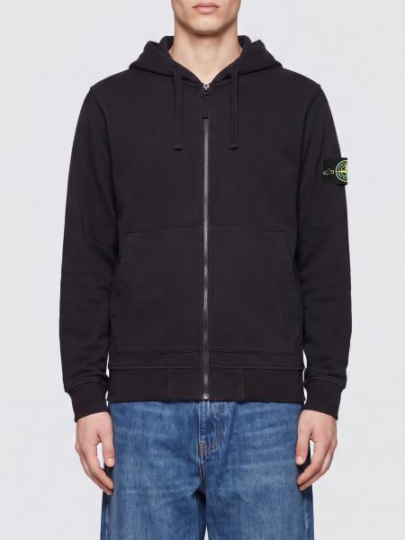 Stone Island Cotton Zip-Up Hoodie with Dropped Shoulders