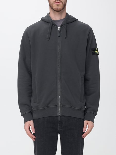 Stone Island Cotton Zip-Up Hoodie with Dropped Shoulders