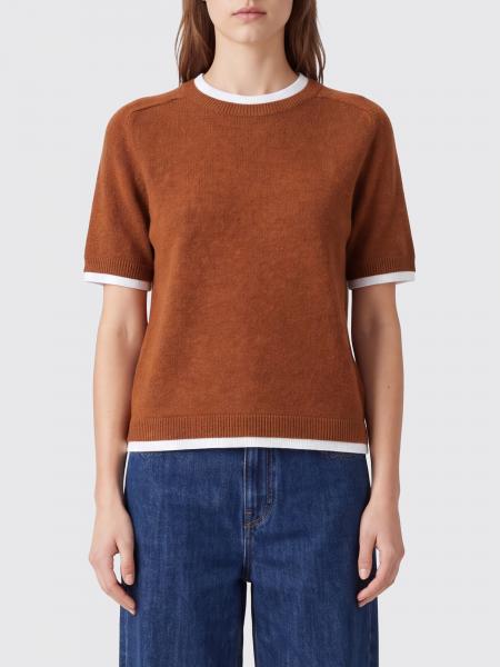 Aida Short-Sleeved Wool and Cashmere Jumper Semicouture with Contrast Trims