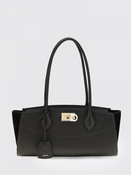 Bolso de hombro mediano Studio Ferragamo de piel martillada con logo Gancini