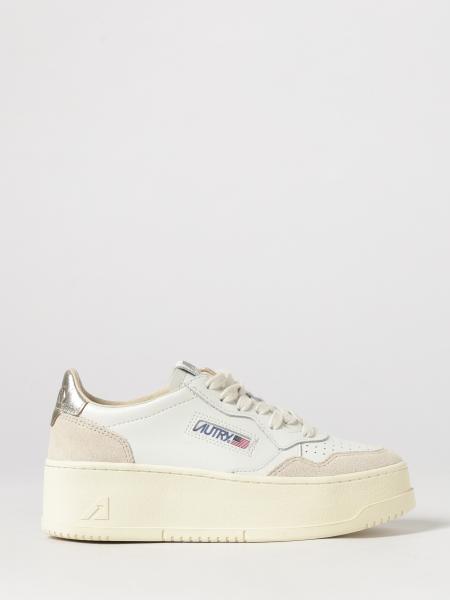 Autry Medalist Platform Low Sneakers in Leather with Perforated Toe and Cut-Out Logo
