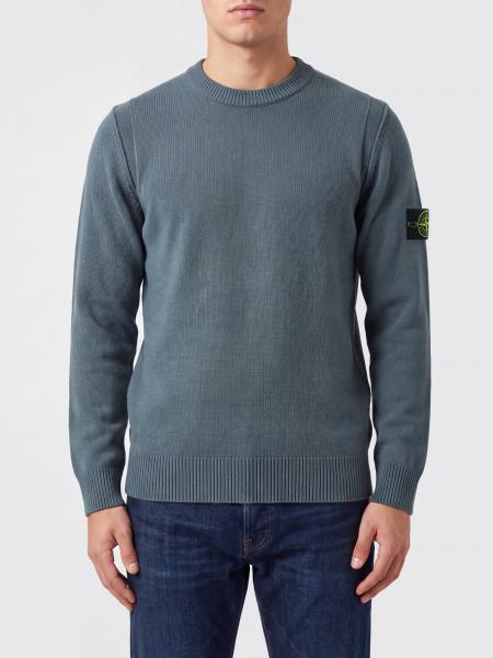 STONE ISLAND Compass 徽标贴片初剪羊毛圆领毛衣