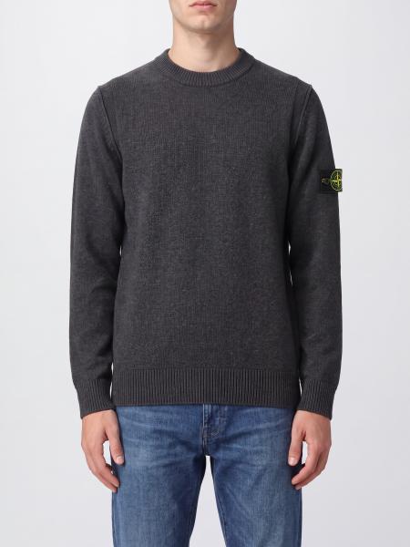 STONE ISLAND Compass 徽标贴片初剪羊毛圆领毛衣