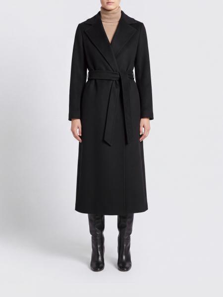 'S Max Mara ラペルカラー ベルト付きロングウールローブコート