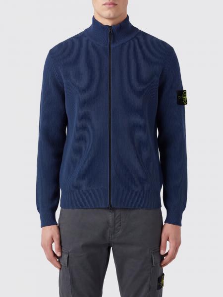 High Neck Cardigan Stone Island in Organic Cotton with Compass Logo