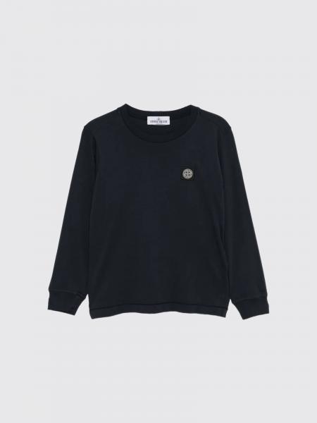 Футболка Stone Island Junior с длинными рукавами из хлопка для мальчиков с нашивкой-логотипом