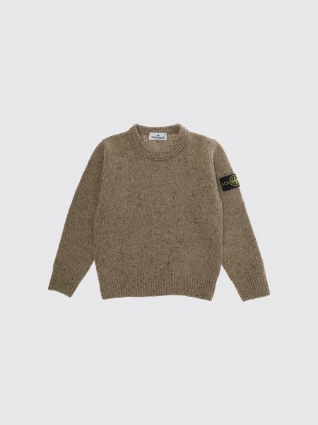 Maglia girocollo Stone Island Junior da bambino in misto lana con logo