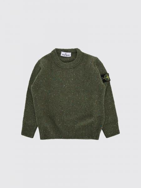 Maglia girocollo Stone Island Junior da bambino in misto lana con logo