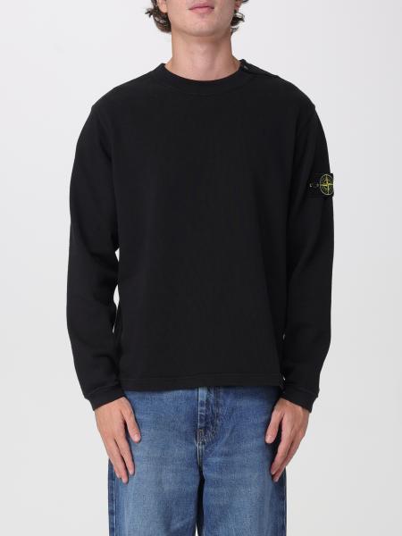 Velvet Crewneck Jumper Stone Island with Ribbed Hems and Compass Logo
