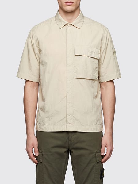 Stone Island Ghost Capsule Short-Sleeve Nylon Shirt with Pockets