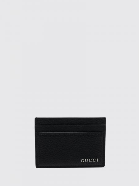 GUCCI グレインレザー カードホルダー メタリックロゴ＆4スロット付き